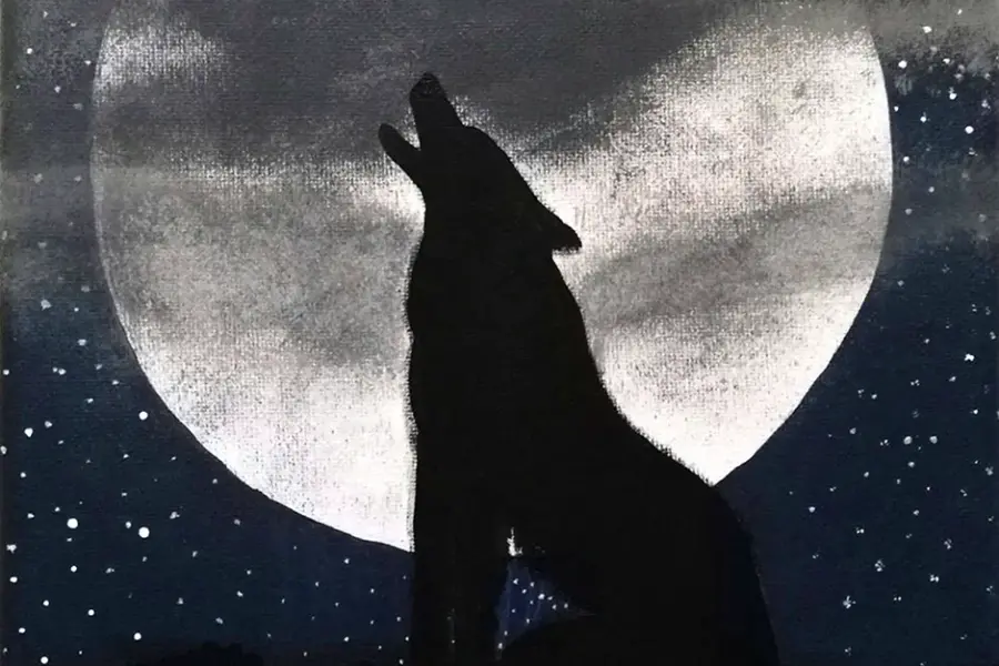Волк воет на луну арт