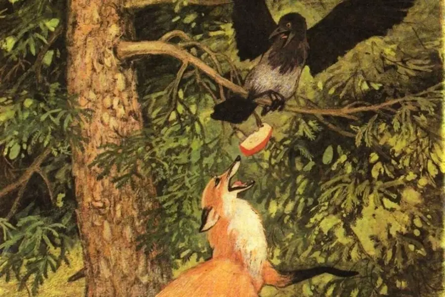 Ворона и лисица. Басни